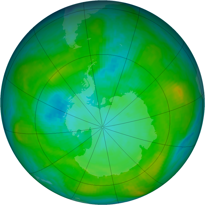 Antarctic ozone map for 17 January 1982